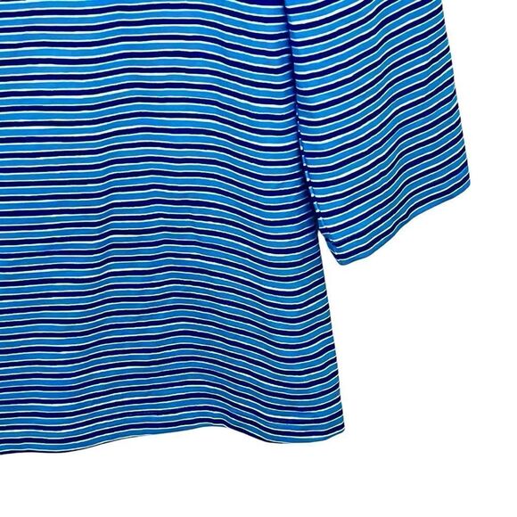 J McLaughlin Top Blue Stripes 3/4 Sleeve 3 Buttons Side/Top Shirt Size L NWOT - Picture 4 of 10